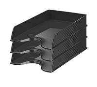 Esselte| Lot de 10x Corbeilles à courrier Fusion A4 | Empilable| Rangement de Documents, Catalogues, Brochures & Magazines | Pour la Maison, Bureau| Motif Texturé | Noir opaque| 623692