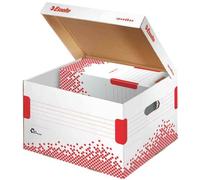 Esselte Boîte de Stockage et de Transport Speedbox, Couvercle Rabattable, Capacité : 3 Boîtes 100mm, Blanc, 623912