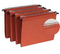 Esselte, Lot de 25 Dossiers Suspendus A4 Verticaux, 200 feuilles, Fond 15mm | Lot de 25 dossiers suspendus Kori A4 verticaux, fond 15mm, capacité 200 feuilles, porte-étiquette intégré, orange.