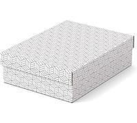 Esselte - Lot de 3 Boîtes avec Couvercle, Rangement & Cadeaux, 100% Carton Recyclé, 100% Recyclable, Motif Géométrique, Blanc, 628284