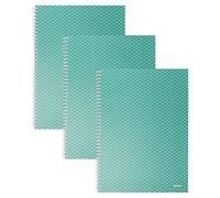 Esselte Lot de 3 cahiers A4 lignés/100 feuilles/200 pages, pour la maison, l'école, le bureau, papier certifié FSC de 80 g/m², motif gaufré, couleur de la brise, vert, lot de 3