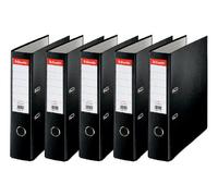 Esselte, Lot de 5 classeurs à levier, capacité 550 feuilles, A4, Noir
