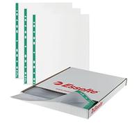 Esselte A4 Pochettes Perforées, 500 x Pochettes en Polyéthylène, 43 Microns D'épaisseur, Pochettes A4 Embossées Avec Dos Vert Renforcé, Idéales Pour Les Classeurs à Levier (Paquet de 500), 628617