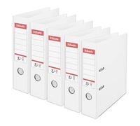 Esselte Classeurs à levier N°1 Power Pack de 5 A4 Dos 75 mm Blanc PP