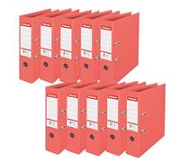 Esselte No.1 Colour'Breeze 628431 Lot de 10 classeurs en polypropylène - Capacité de 500 feuilles - Dos 75 mm - Légers et robustes - Pour la maison et le bureau - Corail