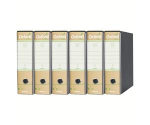 Esselte OXFORD GREEN G83 Enregistreur avec étui, avec mécanisme n° 1 en format commercial (23 x 30) avec dos de 8 cm, Havane, 100% papier recyclé, lot de 6 pièces, 397830501