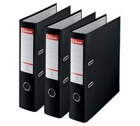 Esselte Essentials – Pack de 3 classeurs à levier A4, dos 75 mm, cap. jusqu'à 500 feuilles, noir