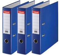 Esselte, Pack 3 Classeurs à levier A4, Dos 75 mm, 500 feuilles, Bleu foncé