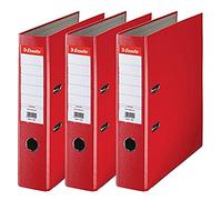 Esselte, Pack 3 Classeurs à levier A4, Dos 75 mm, 500 feuilles, Rouge