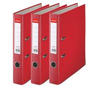 Esselte, Essentials, Pack de 3 Classeurs à levier, Rouge, Dos 50mm, A4, PP, 624296