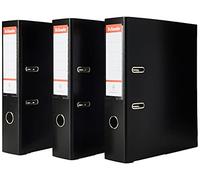 Esselte, Pack de 3 Classeurs à levier, Noir, Dos 75mm, A4, PP, 624294 + Esselte Packs de 3 Intercalaires A4 6 Touches, Rouge/Multicolore, Carton Recyclé, 100200