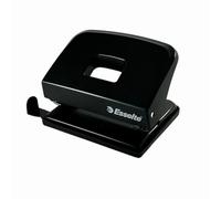 Esselte Perforatrice de bureau en métal - Perforatrice à papier - 20 feuilles - Rail de butée - Format A4/A5/A6 - Noir