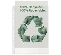 Esselte Pochettes Esselte Recycle A4, PP Gaufré Robuste, 70 Microns, Pochettes Plastiques Perforées, Paquet de 100, 627493