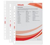 Esselte | Pochettes Plastique A4 Perforées | Lot de 100 | Grainée | PP anti-reflet | Ecole, Maison, Bureau | Transparant | 395613000
