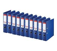 Esselte Standard, Pack de 10x Classeurs à Levier, Bleu, Dos de 75 mm, A4, PP, 320210