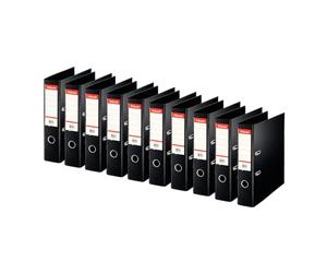 Esselte Standard, Pack de 10x Classeurs à Levier, Noir, Dos de 75 mm, A4, PP, 320250