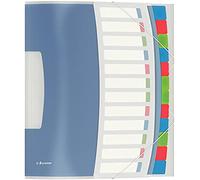 Esselte Trieur A4, Translucide, Index Intégré à 12 Onglets, Contient jusqu'à 200 Feuilles, Fermeture Élastique, Blanc, VIVIDA, 624030 Bleu/Multicolore