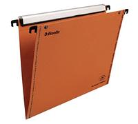 Esselte VGM VisioPlus - Dossiers Suspendus A4 Verticaux, Capacité 100 Feuilles, Fond en V, Entraxe 330 mm, Porte-Étiquette XL Intégré, Lot de 25, Orange, 49939