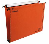 Esselte VGM VisioPlus - Dossiers Suspendus A4 Verticaux, Capacité 350 Feuilles, Fond 30 mm, Entraxe 330 mm, Porte-Étiquette XL Intégré, Lot de 25, Orange, 49941