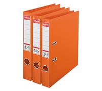 Esselte VIVIDA 624286 Lot de 3 classeurs à levier A4, tranche de 50 mm, capacité de 250 feuilles, PP, couverture en plastique, dossiers et dossiers, orange, lot de 3