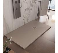 Essence ArredoBagno Receveur de douche en résine 180 x 100 cm, effet pierre, antidérapant avec gelcoat, modèle Rome Moka, grille et bonde incluse