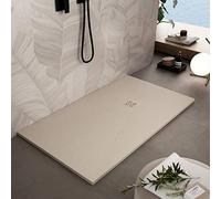 Essence ArredoBagno Receveur de douche en résine 180 x 100 cm - Effet pierre antidérapante avec GELCOAT - Modèle Rome Crème - Grille et bonde inclus