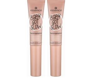 essence Baby Got Glow Highlighter N° 10 Liquide, doré, définitif, résultat express, facile à enlever, brillant, végétalien, sans huile, sans paraben, sans particules de microplastique, 2 paquet (10