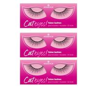 essence Cateyes! - Lot de 3 paires de faux cils n° 01 - Longue durée - Volume extrême - Végétalien - Sans particules de microplastique - Sans nanoparticules - Sans parfum