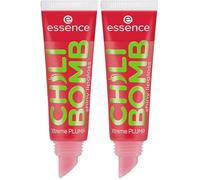 essence CHILI BOMB shiny lipgloss 01 Strawberry Salsa, gloss repulpant, extrait piment, fini brillant, teinte rouge scintillante, parfum fraise, 10ml (Lot de 2)