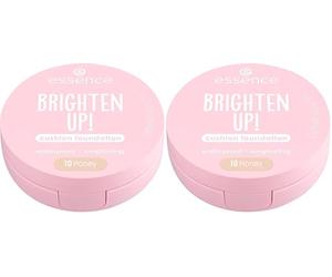 Essence Cosmetics Brighten Up! Cushion Foundation Fond de Teint, Longue Durée, Éclaircissant, Naturel (12g) (Lot de 2)