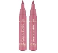 Essence Cosmetics essence line n' STAIN, TATTOO LIP LINER crayon à lèvres, longue durée, mettant en valeur l'oeil, effet colorant, intense en couleurs (2.5ml) (Lot de 2)