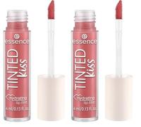 Essence Cosmetics Tinted Kiss Hydrating Lip Tint encre à Lèvres, Humidifiant ou Hydratant, Longue Durée, Résultat Rapide, Naturel, Intense en Couleurs (4ml) (Lot de 2)