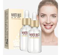 Essence de riz blanc pour la peau - Exfoliant au riz - Sérum rétrécissant les pores - Hydratation profonde et hydratante - Traitement éclaircissant la peau pour la matité et la sécheresse (2 pièces)