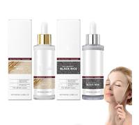 Essence éclaircissante pour le visage au riz noir, solution exfoliante à double effet en ampoule de riz, hydratation du visage, rétrécissement des pores, peau lisse et délicate
