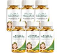 Essence en capsules Vitamine E hydratante et anti-âge - 60 perles sérum à l’huile de squalane et jojoba - Soin visage illuminateur pour peaux sèches/sensibles (6pcs)