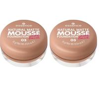 essence Fond de teint naturel mat, n° 03, nude, matifiant, couvrant, résultat express, mat, végétalien, sans huile, sans parfum, sans alcool, 2 paquet (15 g)