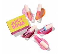 essence JUICY BOMB lip oil set 02 POUT OF PARADISE, coffret de 5 huiles à lèvres, parfum tropical, cadeau pour des lèvres éclatantes, 5×2,4ml