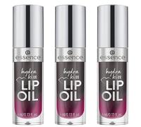 Essence Hydra Kiss LIP OIL, brillant à lèvres, n° 05, noir, hydratant, nourrissant, avec huiles, brillant, végétalien, sans parabène, sans particules de microplastique, sans nanoparticules, lot de 3