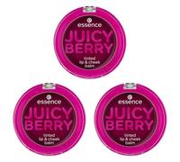 essence JUICY BERRY Lot de 3 baumes à lèvres et cheek, rouge, violet, couleur adaptable, effet de teinture, résultat immédiat, végétalien, sans paraben, sans particules de microplastique, sans