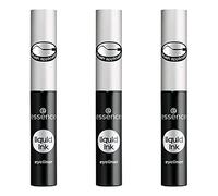 Essence Liquid Ink Eyeliner, 01, noir, définissant, vegan, sans particules microplastiques, sans parfum, sans parabènes, lot de 3 (3 x 3 ml)