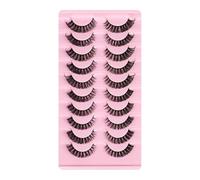 Essence Lot de 10 paires de faux vison œil de chat, expression naturelle hybride 3D, faux cils russes, faits à la main, réutilisables, volume D Curl (DH06-03) [DH06-04, ]