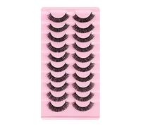 Essence Lot de 10 paires de faux vison œil de chat, expression naturelle hybride 3D, faux cils russes, faits à la main, réutilisables, volume D Curl (DH06-03) [DH06-03, ]