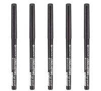 essence - Lot de 5 crayons à yeux longue durée - Noir scintillant - Longue durée - Définition - Végétalien - Imperméables - Sans particules de microplastiques - Sans nanoparticules - 5 × 0,28 g