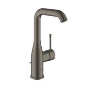 GROHE Essence - Mitigeur monocommande lavabo taille L avec bec orientable et limiteur de débit avec garniture de vidage hard graphite brossé