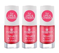 essence WHAT A TINT! Lot de 3 encres à lèvres et cheek n° 02, rouge, longue durée, résultat immédiat, naturel, végétalien, sans huile, sans paraben, sans nanoparticules (3 x 4,9 ml)