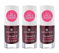 essence WHAT A TINT! Lot de 3 encres pour lèvres et cheek, n° 01 Kiss from a rose, résultat immédiat, durable, naturel, végétalien, sans nanoparticules (3 x 4,9 ml)