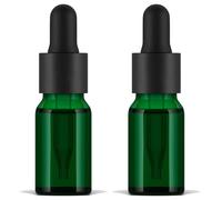 Essenciales, 2 Flacons avec Pipette Compte-gouttes en Verre Vert pour Huiles Essentielles, Massages, Aromathérapie, Flacon Laboratoire 30 ml, Vert, 30 ml