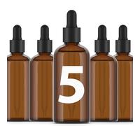 Essenciales Botella de Vidrio Ámbar con Pipeta Cuentagotas - 100 ml x 5 Frascos de Cristal