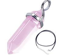 Essenciales, Pendentif en quartz rose pour la guérison émotionnelle - Élimine les émotions négatives - Comprend des pierres de chakra et un fond de lavande, Rose