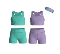 Essenclo Girls Clothing Athletic Sets Sleeveless Crop Tank Tops & Bike Shorts Cheer, Gymnastics, Volleyball Size 3-16 (5 Pcs) - E2108 - Set-8-7-8